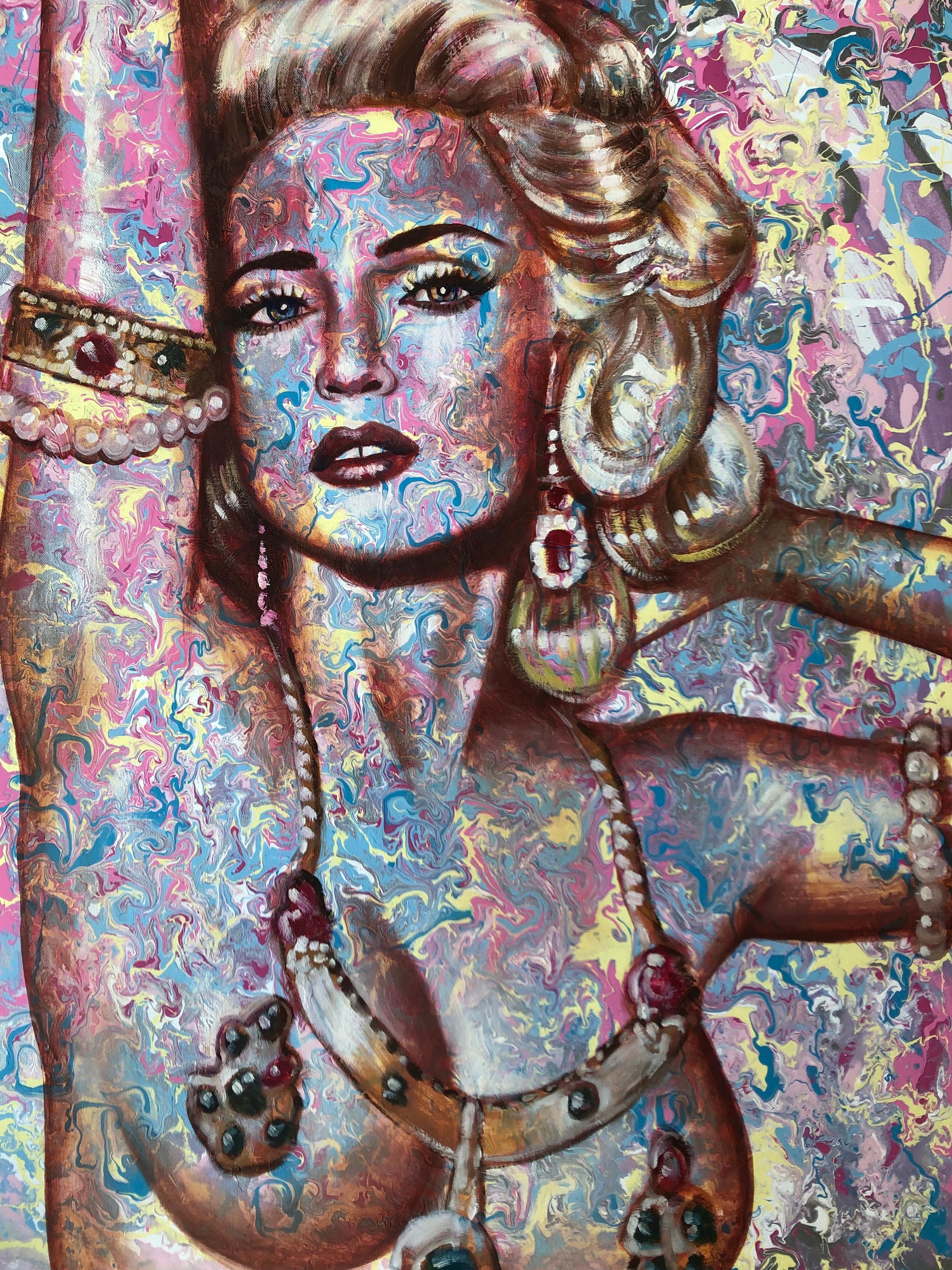 Originales Original-Pop-Art-Gemälde Madonna von der berühmten Künstlerin Maya Spielman (amerikanisch)