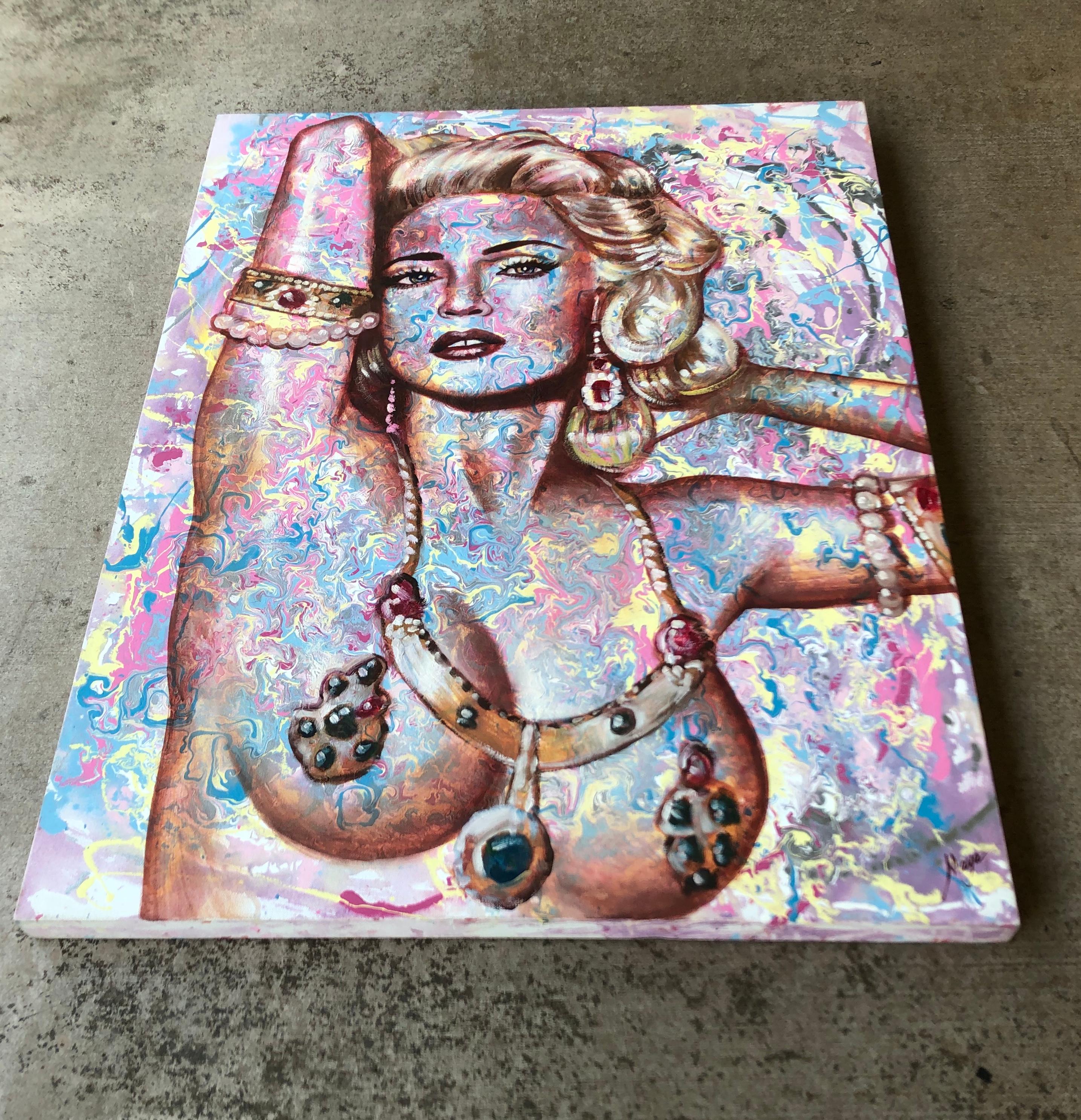 Originales Original-Pop-Art-Gemälde Madonna von der berühmten Künstlerin Maya Spielman (21. Jahrhundert und zeitgenössisch)