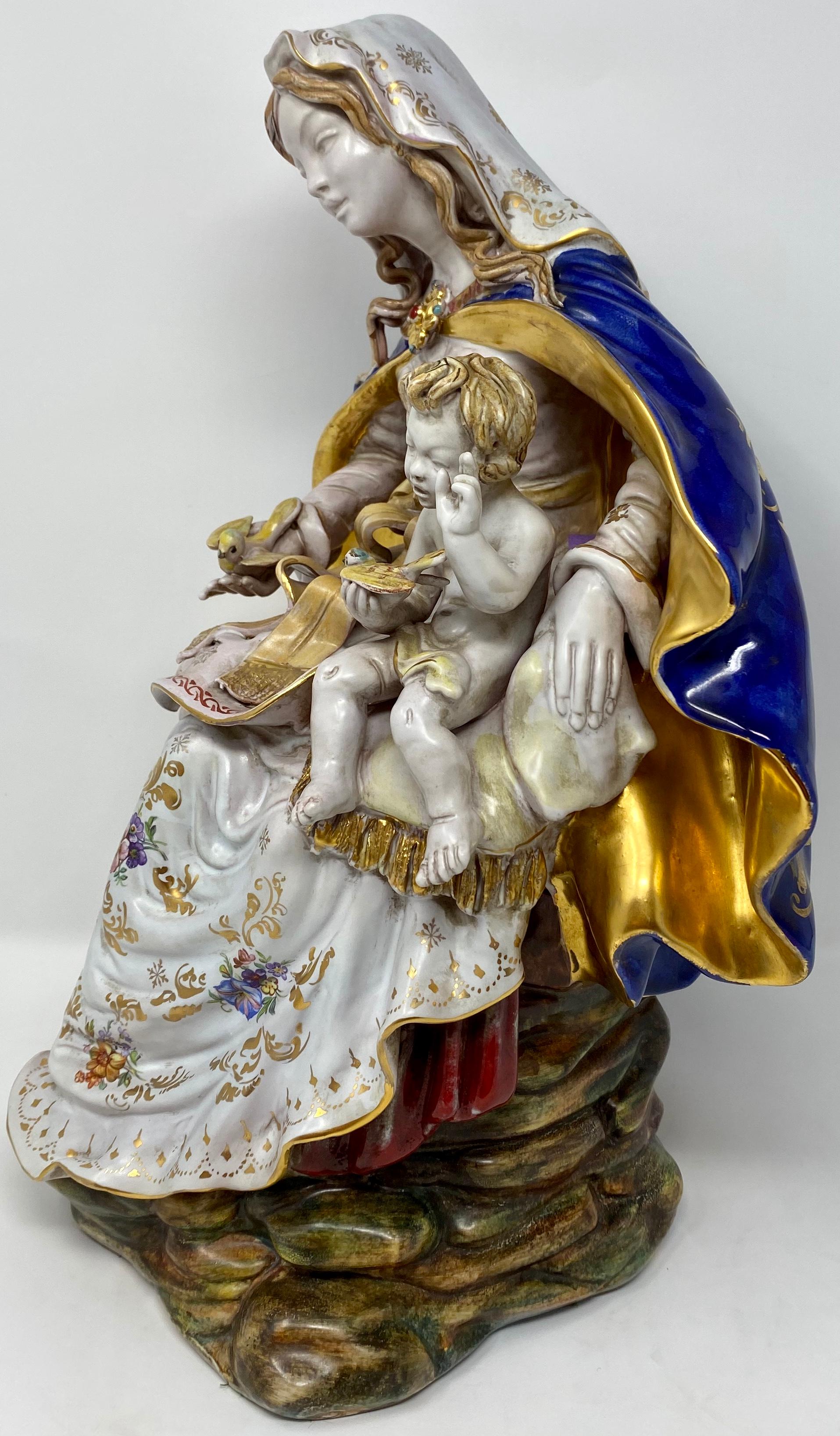 Italian Original Porcelain Figure of Mother and Child Signed by S. Marchi, Maker For Sale