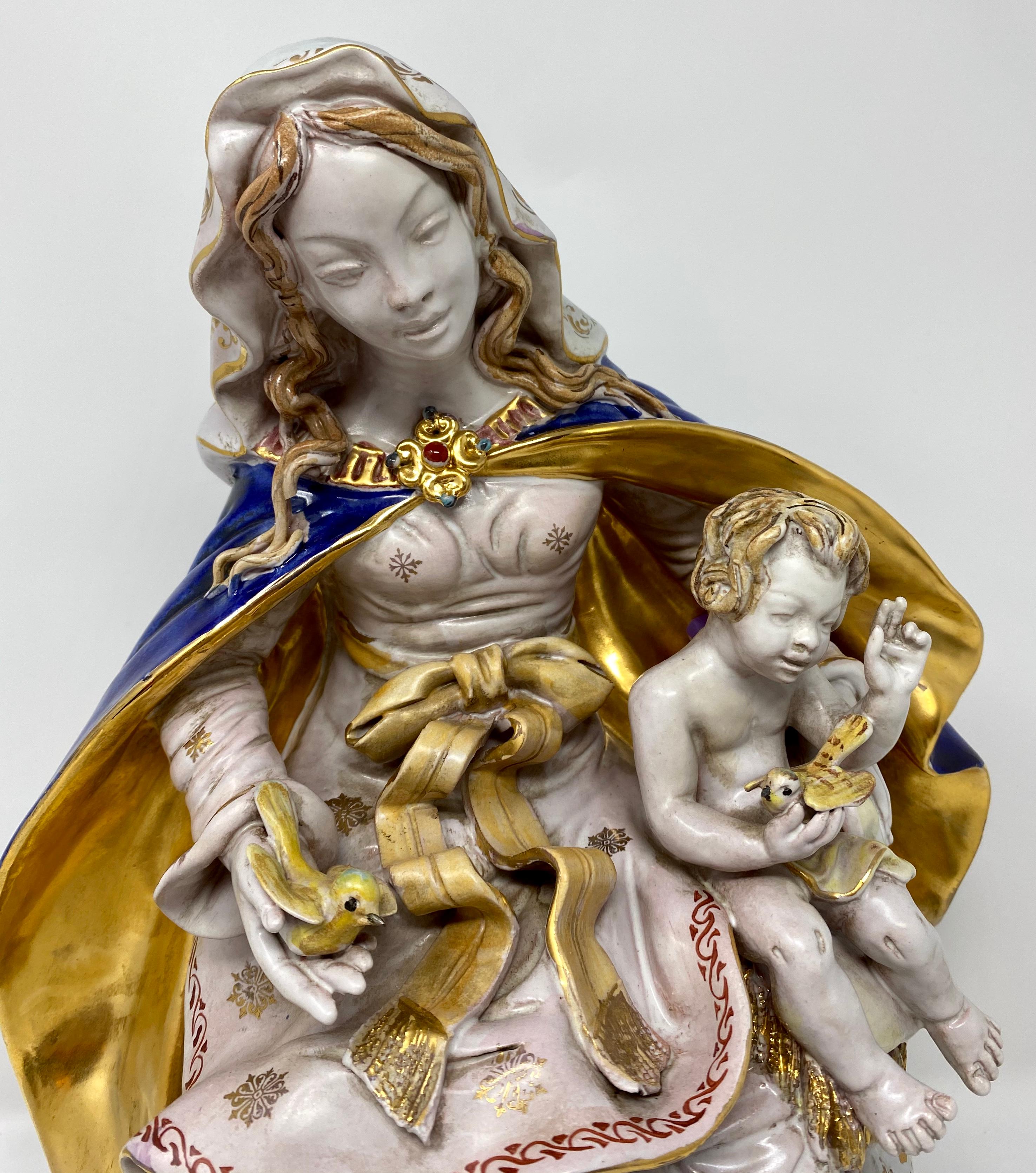 20th Century Original Porcelain Figure of Mother and Child Signed by S. Marchi, Maker For Sale