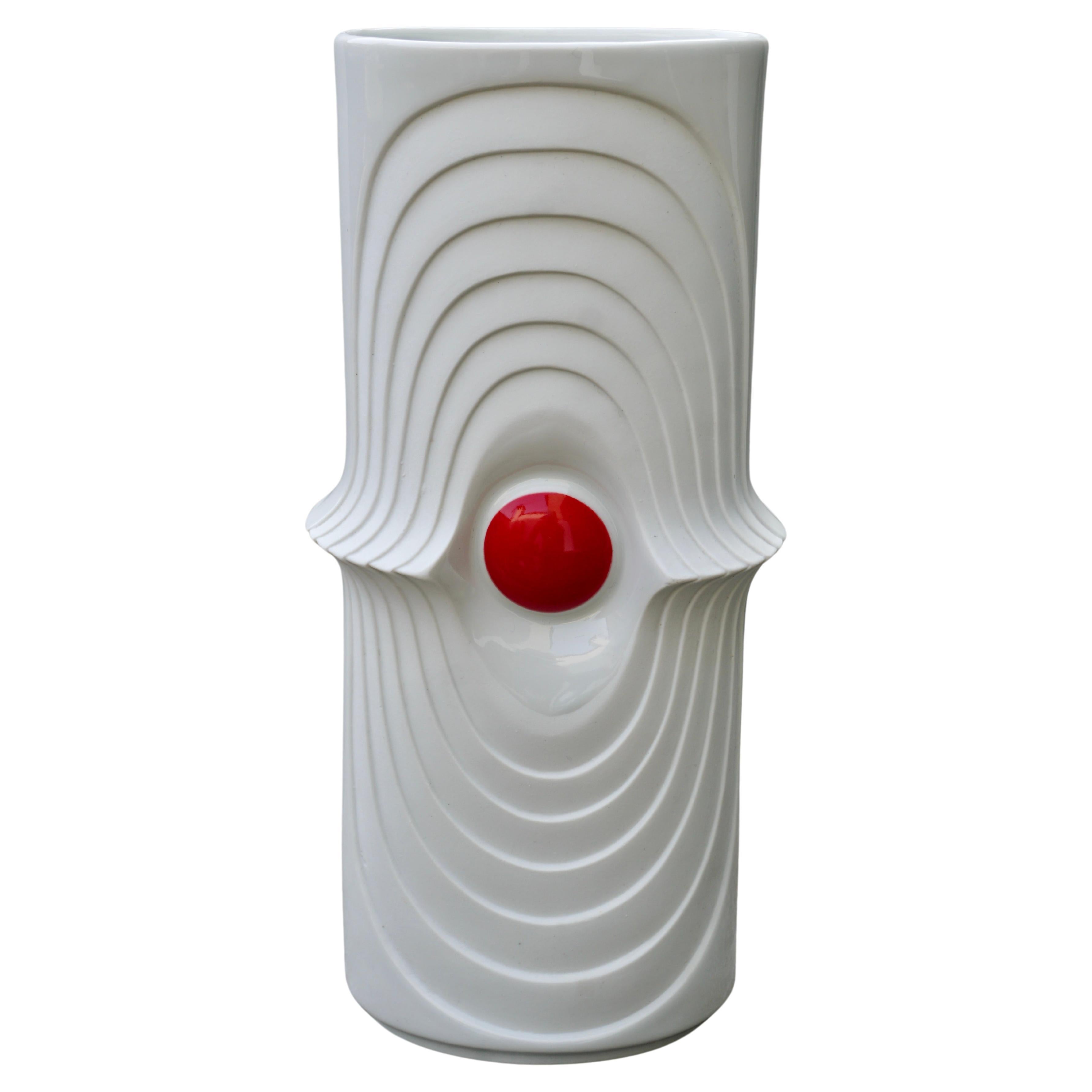Royal KPM Bavaria Porzellan bisque hand-made Mid Century Modern Germany porcelain vase.

This original vintage OP Art vase was produced in the 1970s in Germany. It is made of porcelain with an OP Art abstract formed surface. The bottom is marked