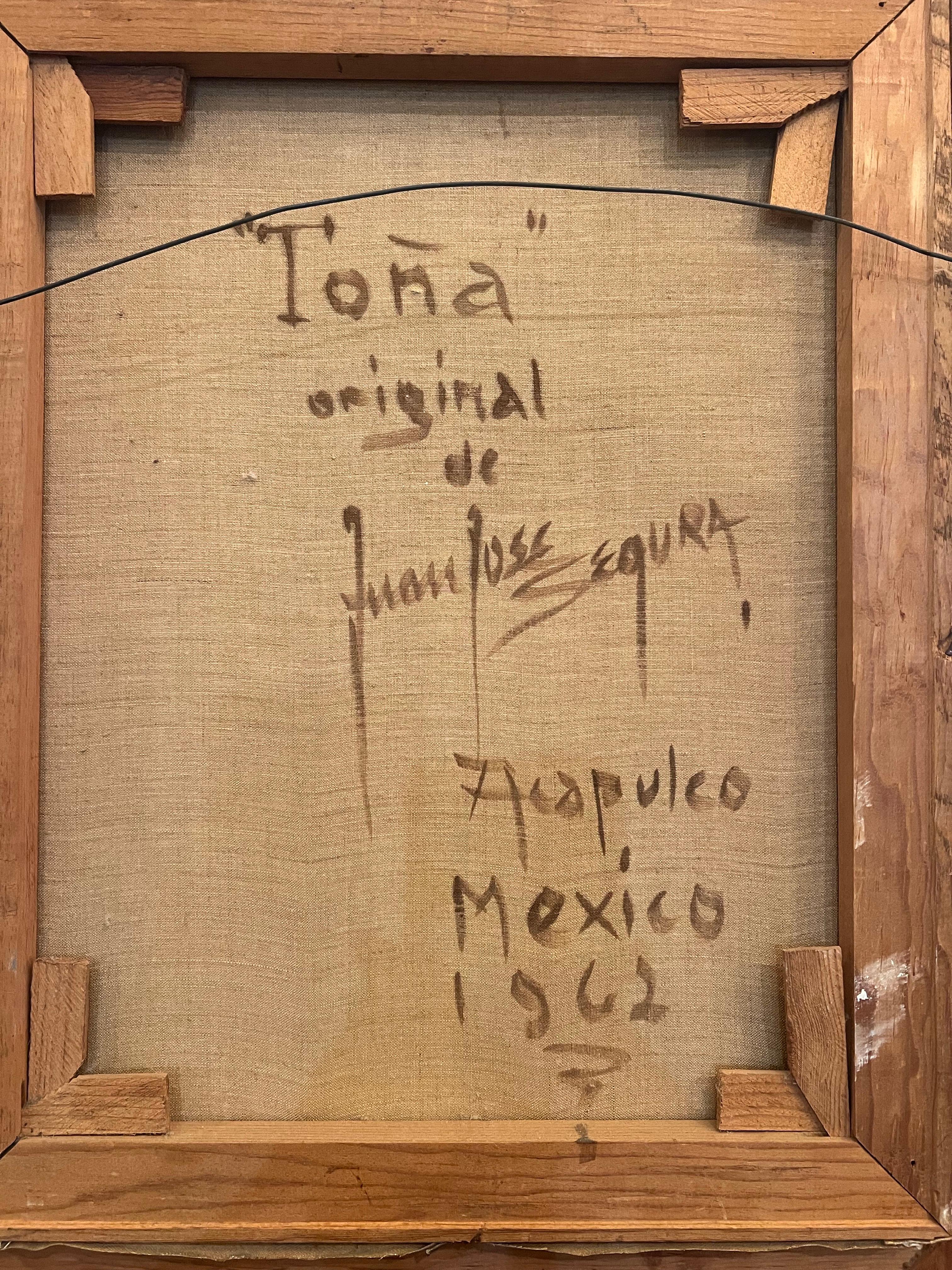 Mid-Century Modern Portrait original de l'artiste mexicain Juan-Jose Segura Acapulco 1962 en vente