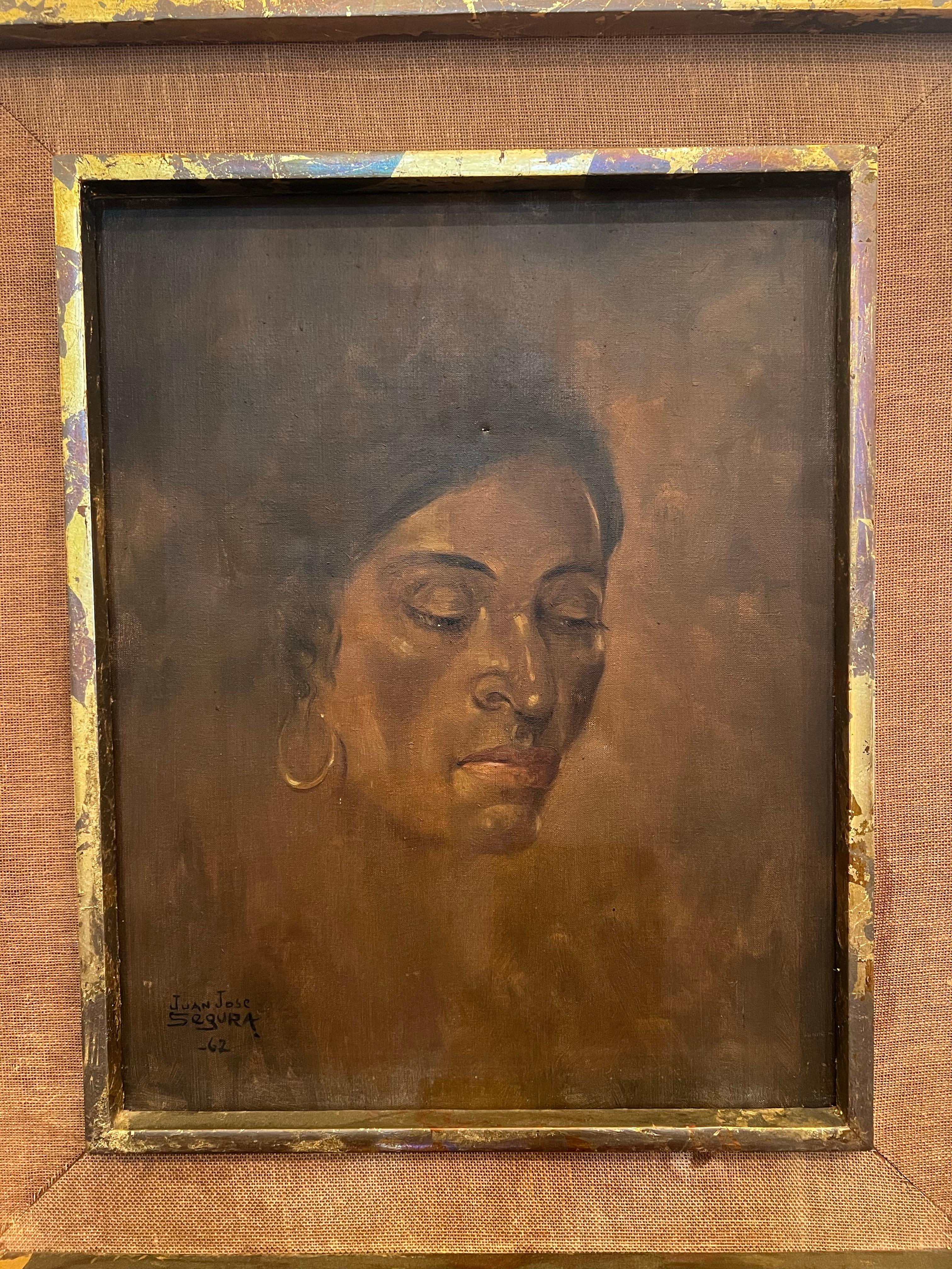 Portrait original de l'artiste mexicain Juan-Jose Segura Acapulco 1962 Bon état - En vente à San Diego, CA