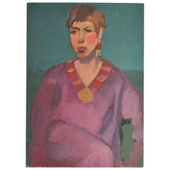 Vintage Original Portrait Painting of a Bougie Woman 20th Century Unsigned