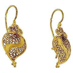 Viana's Heart Boucles d'oreilles portugaises originales en or jaune