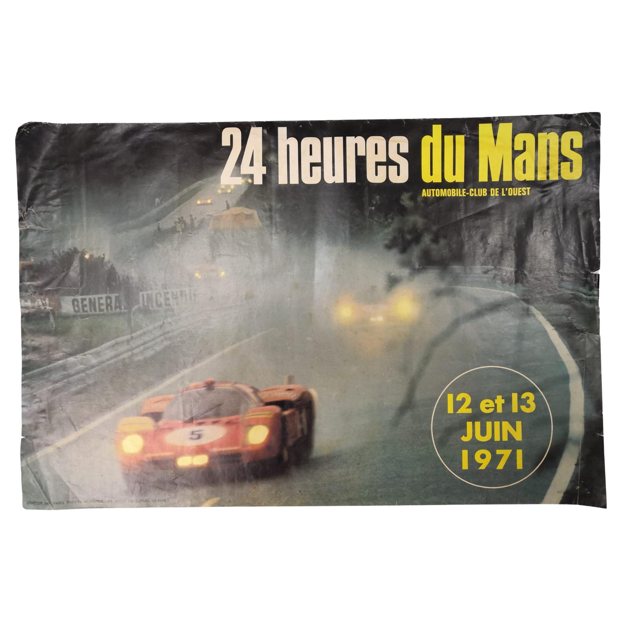Original Poster 24h of Le Mans 1971 by Delourmel For Sale