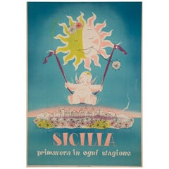 Used Original Poster-Artass Croce-Sicily-Palermo-Catania-Syracuse, 1952