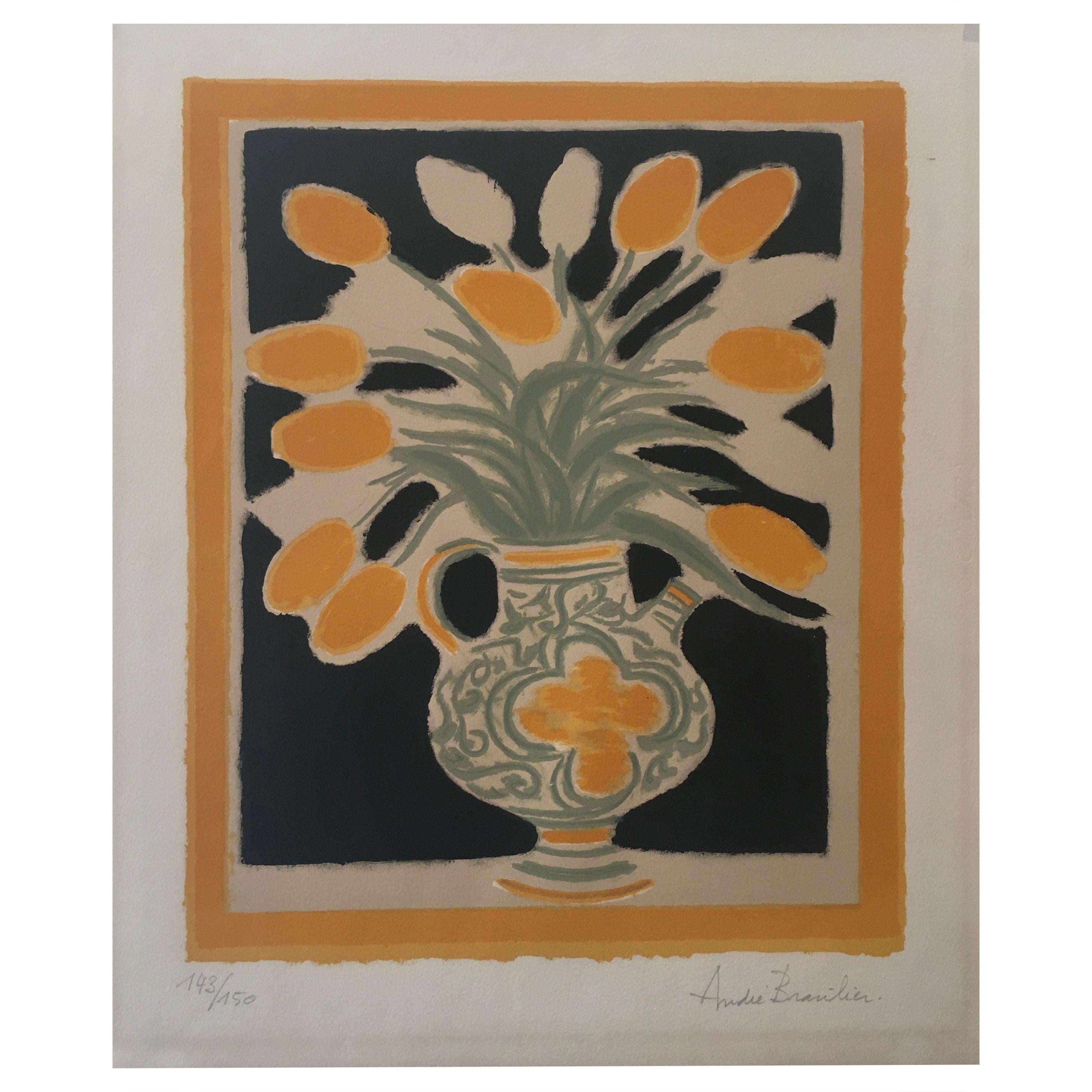 Original Poster by Andre Brasilier, 'The Italian Vase' Signed & Numbered