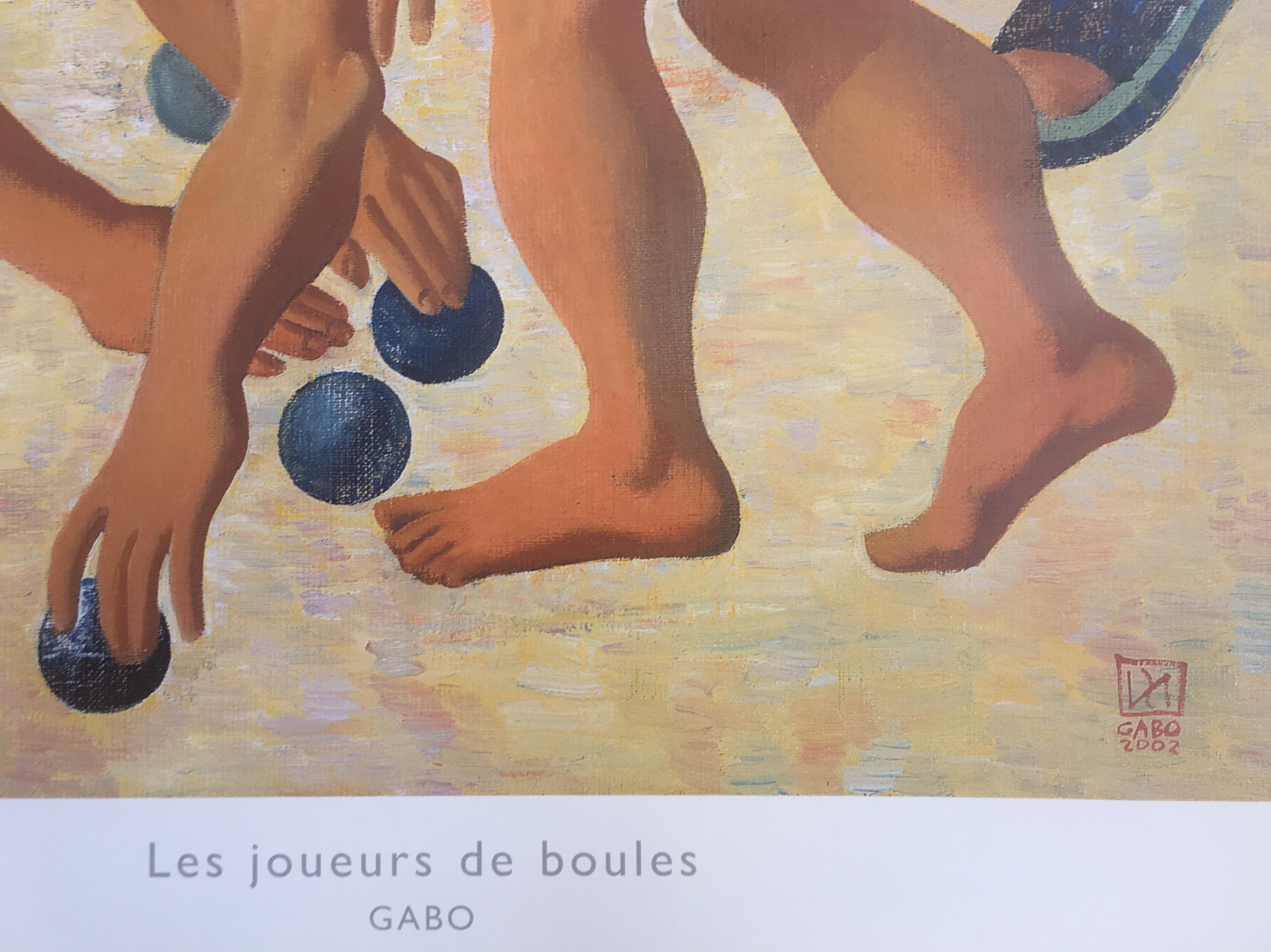 Affiche originale de Gabo, Men Playing Petanque in Provence (Les hommes jouant du pétanque) Bon état - En vente à Miami, FL