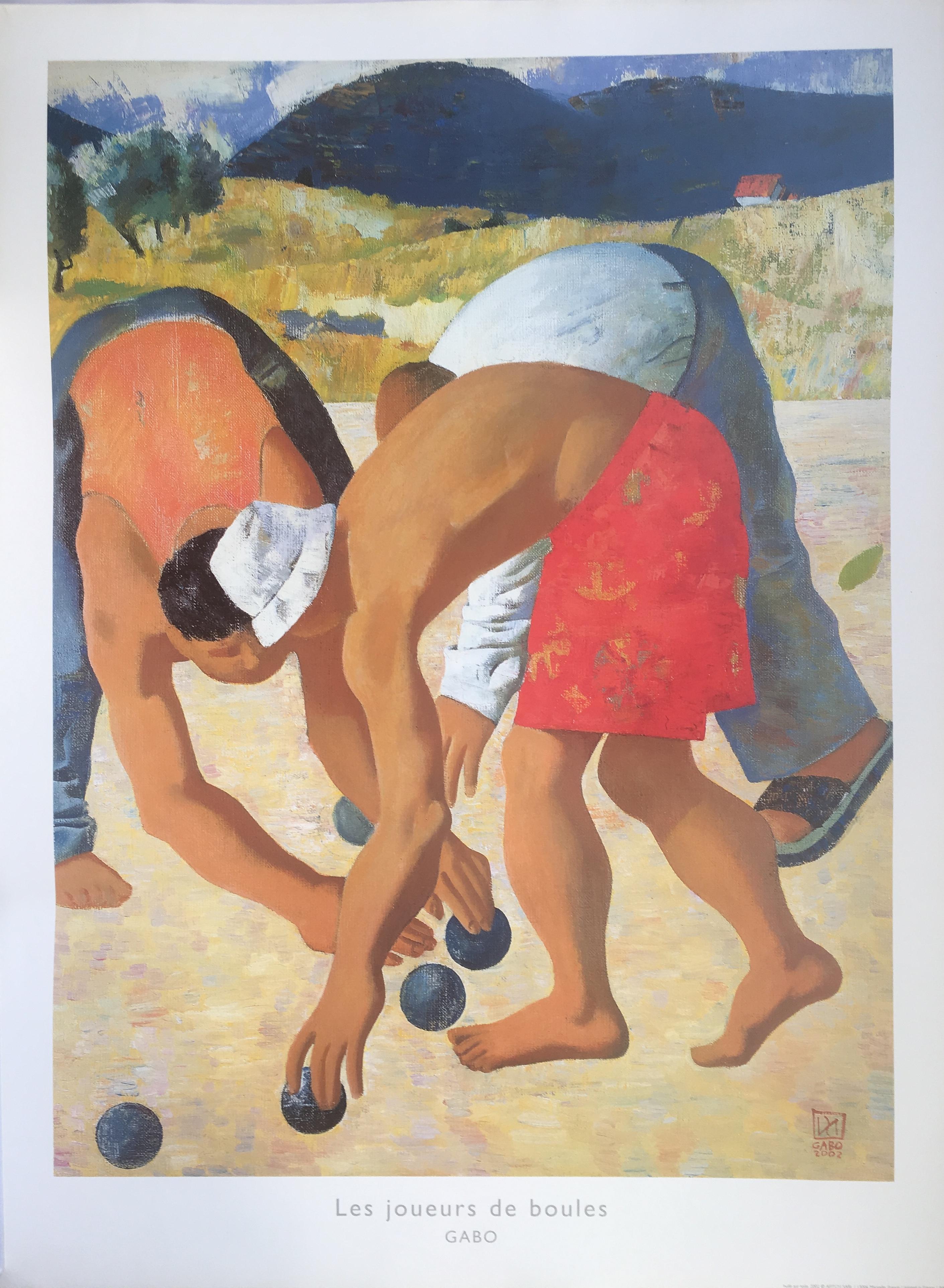 Papier Affiche originale de Gabo, Men Playing Petanque in Provence (Les hommes jouant du pétanque) en vente