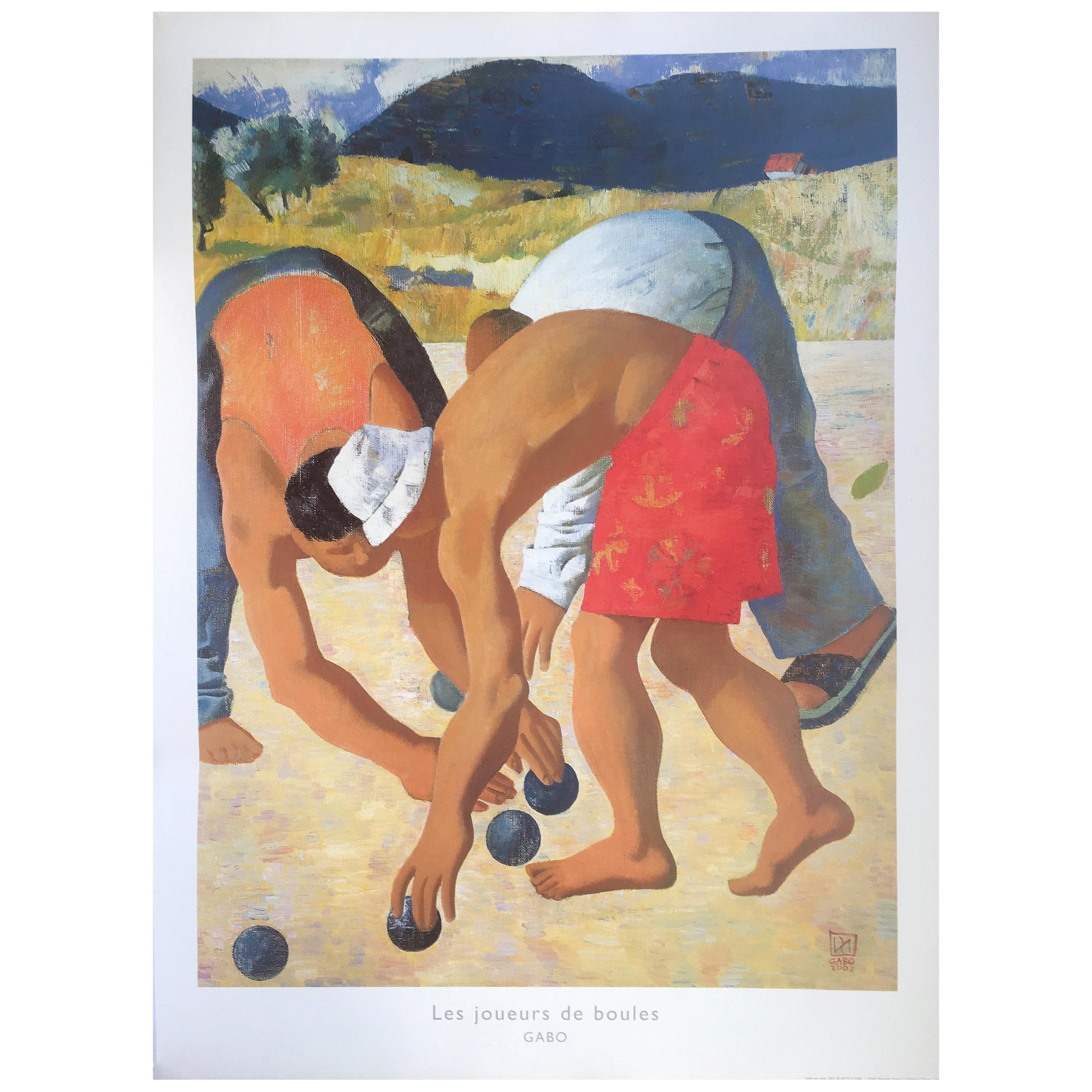 Original Poster by Gabo, Men Playing Petanque in Provence For Sale