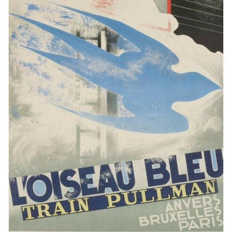 Art Deco AM Cassandre, Original Travel Poster, Blue Bird Pullman Train, Wagons Lits, 1929 For Sale