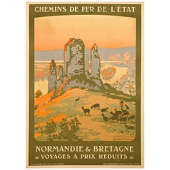 Poster originale-Constant Duval-Normandie-Bretagne-Château De Gaillard, 1920 ca.