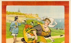 Original Poster, Cycles Gladiator, Bicycle, Breton Farmer, Black Cat Rabbit 1910