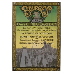 Affiche originale-De La Nezière-Bourges-Exposition Foire-Aéroport, 1928