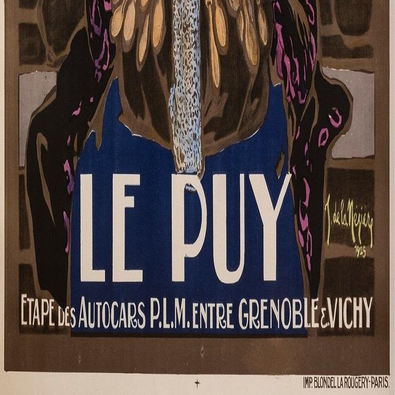 Affiche originale-De La Nezière-Le Puy en Velay-Compostelle-Auvergne, 1925 Bon état - En vente à SAINT-OUEN-SUR-SEINE, FR