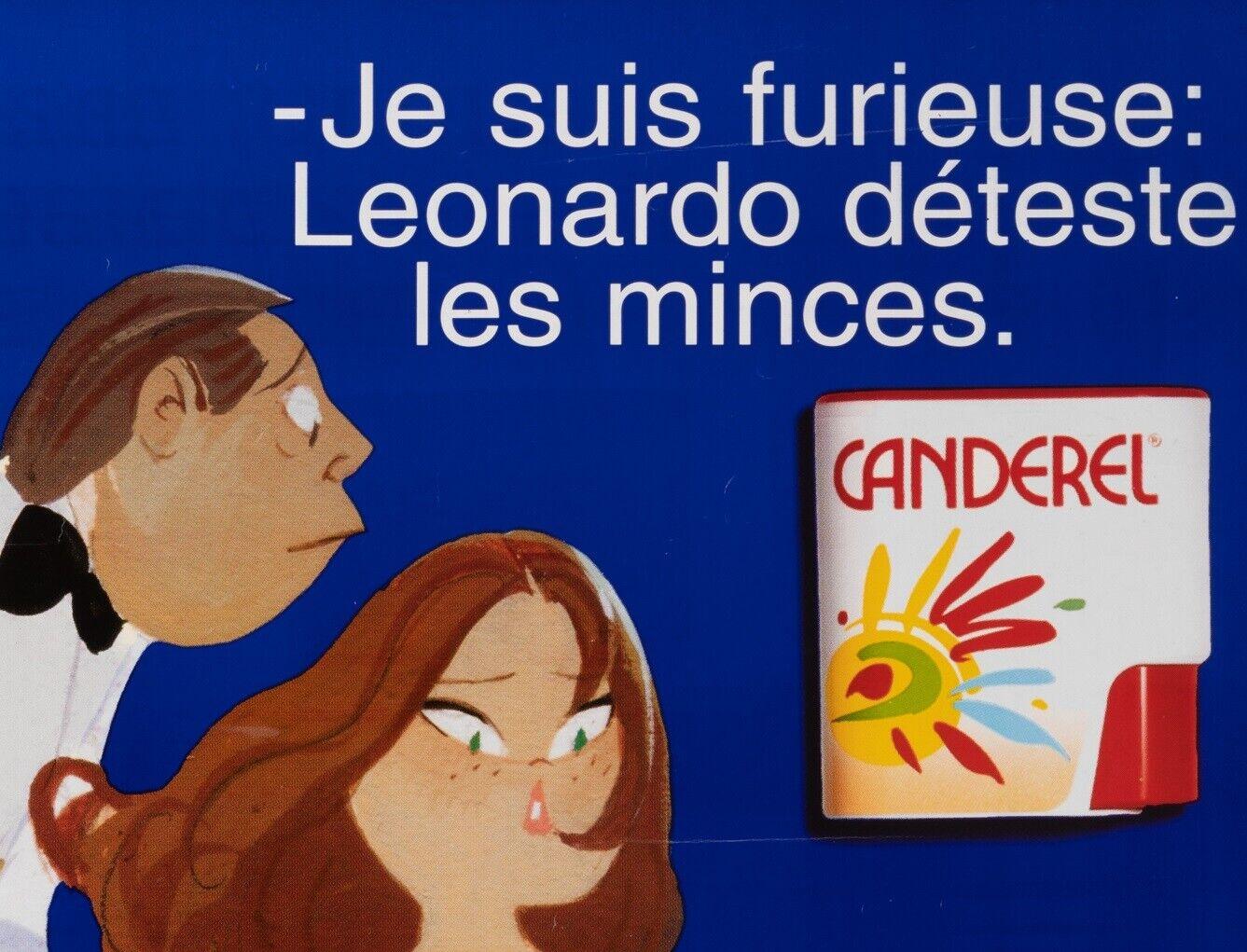 Original Poster-Edmond Kiraz-Canderel-Léonardo-Parisiennes, c.1990

Poster advertisement for the Canderel brand, sees a reference to film Titanic, a woman and a sailor, as well as the phrase 