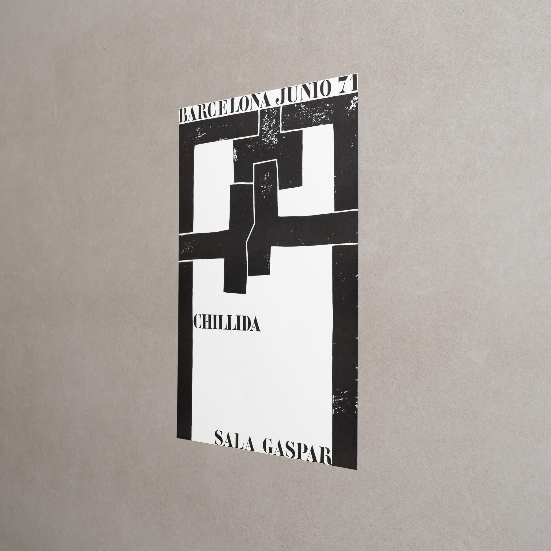 Mid-Century Modern Affiche originale - Eduardo Chillida, Sala Gaspar, 1971 en vente