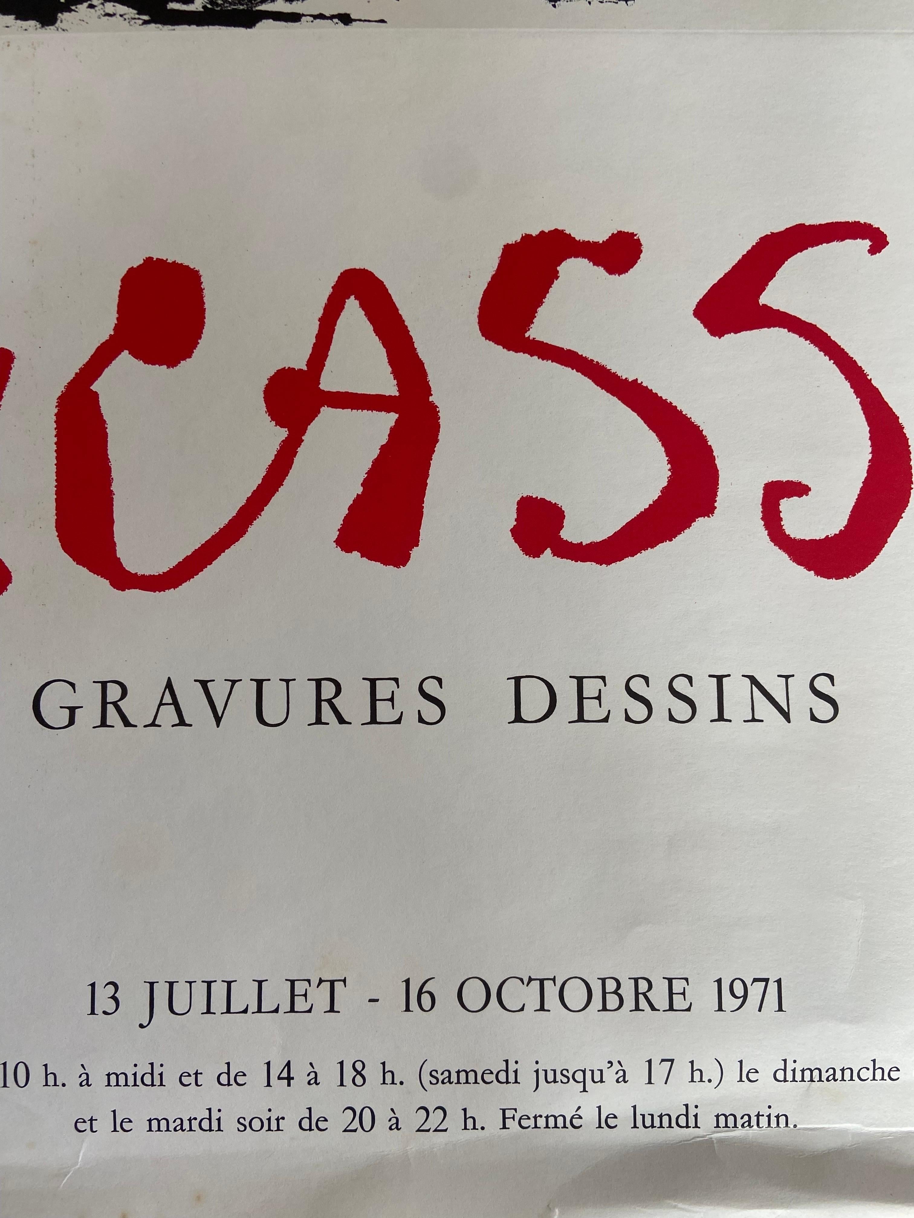 Suisse Affiche originale de l'exposition Picasso à Geneva en 1971 en vente
