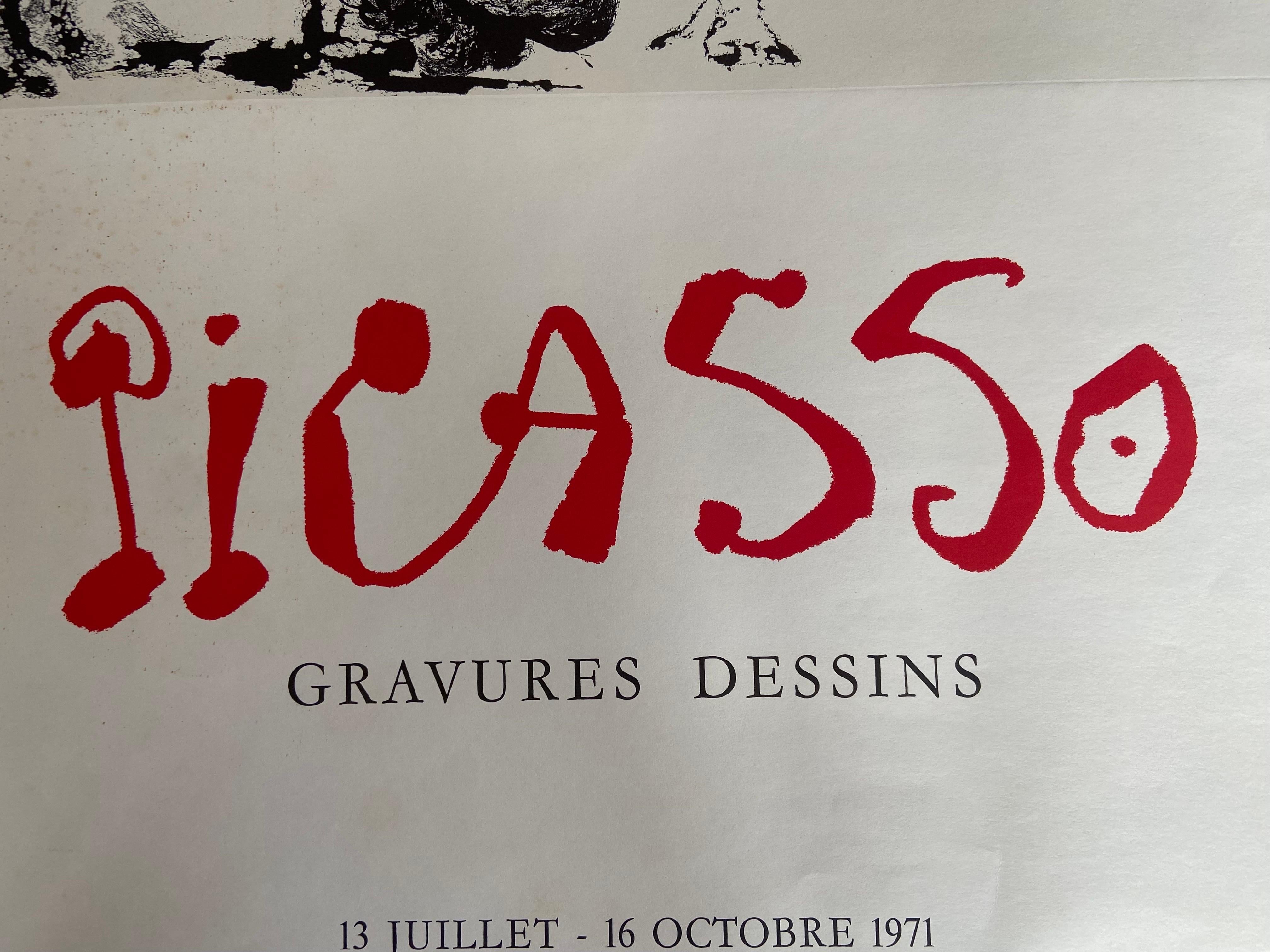 Original Poster for Picasso Exhibition in Geneva back in 1971 In Fair Condition For Sale In Sofia, BG