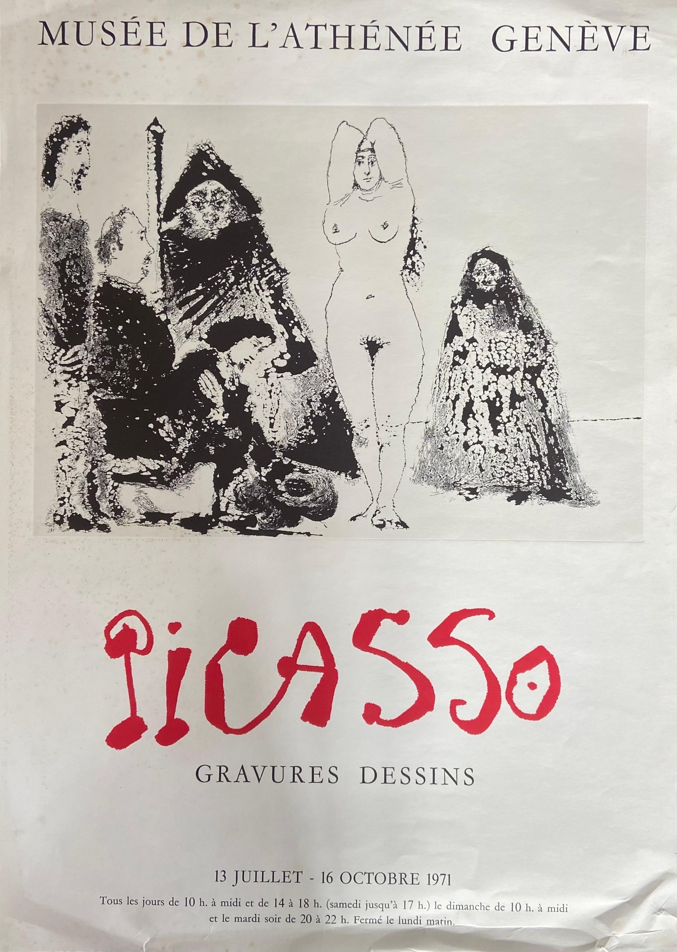 Paper Original Poster for Picasso Exhibition in Geneva back in 1971 For Sale