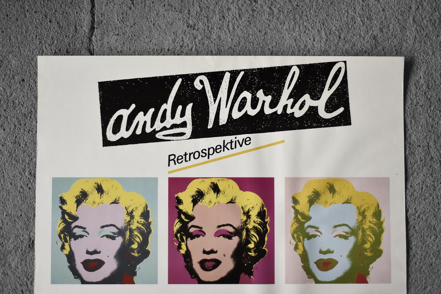 Originalplakat aus der Andy Warhol-Ausstellung, Marilyn Monroe RETROspecTIVE (Moderne der Mitte des Jahrhunderts) im Angebot