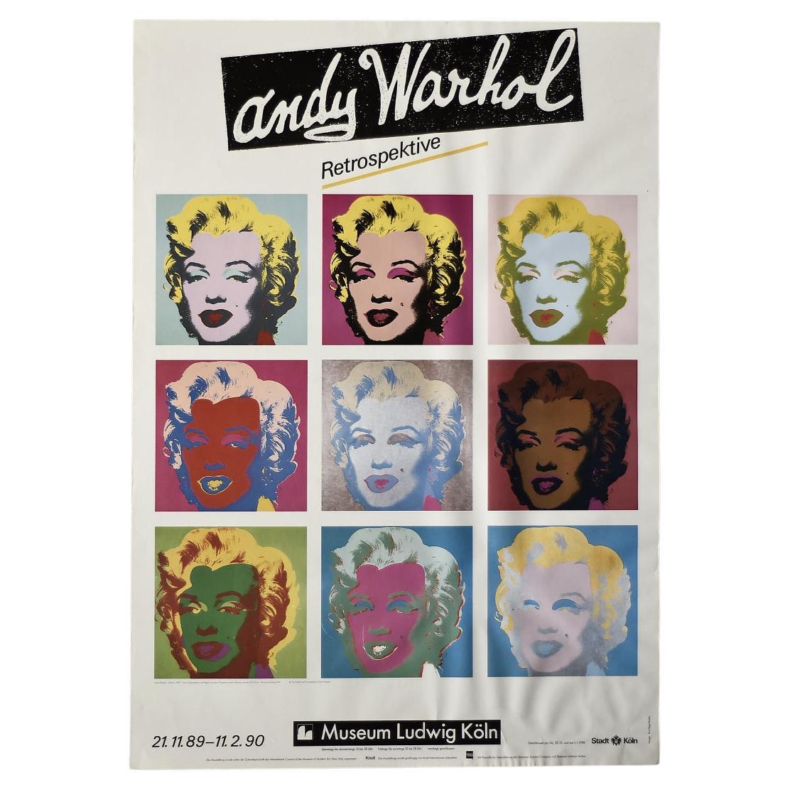 Affiche originale de l'exposition Andy Warhol, Marilyn Monroe RETROSPECTIVE en vente