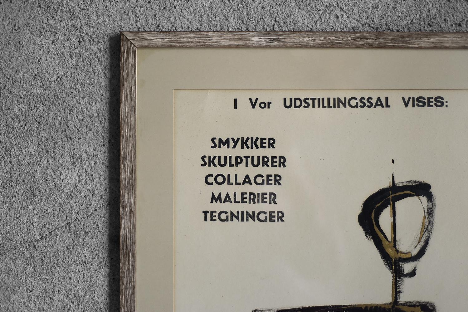 Originalplakat aus der Ausstellung von Aurelio Teno, Dänemark, 1965, gerahmt (Mitte des 20. Jahrhunderts) im Angebot