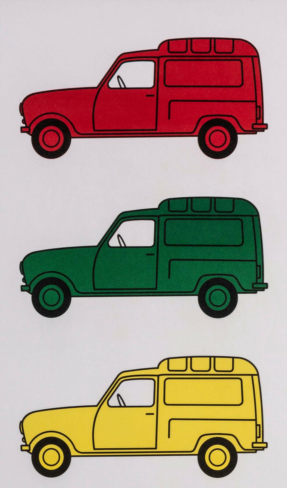 Original Poster-j-p Raynaud-Red Green Yellow Blue-Renault 4 L-Voiture, 1972 In Good Condition In SAINT-OUEN-SUR-SEINE, FR