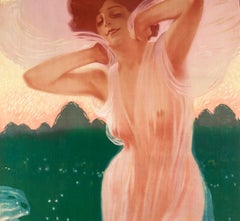 Metlicovitz, Original Poster, Flouvella, Sauze Perfume Paris, Naked Woman, 1910