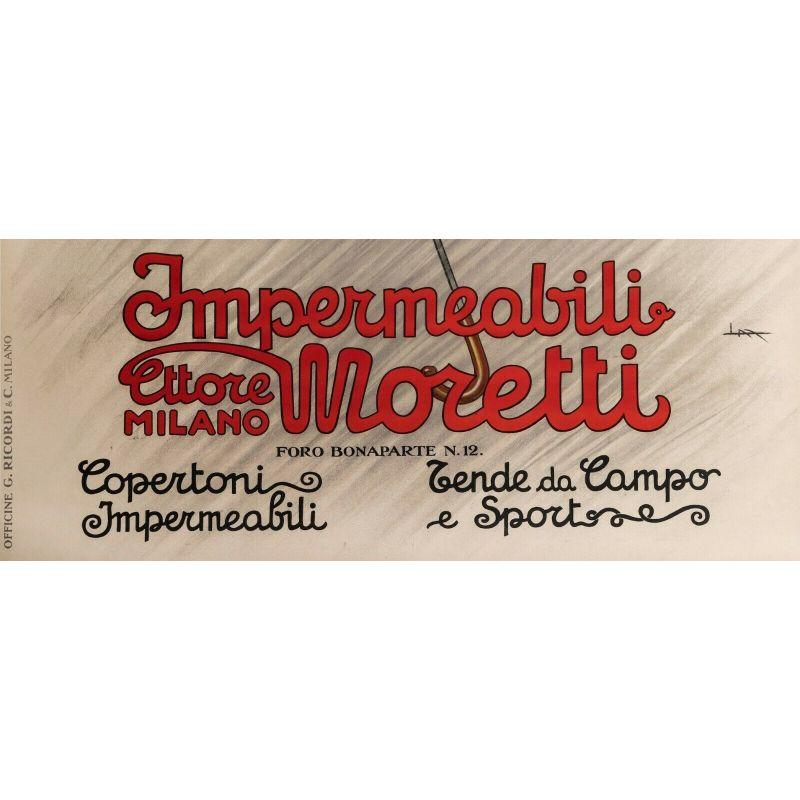 Art Deco Original Poster-L. Metlicovitz-Impermeabili Moretti-Fashion-Milano, c.1920 For Sale