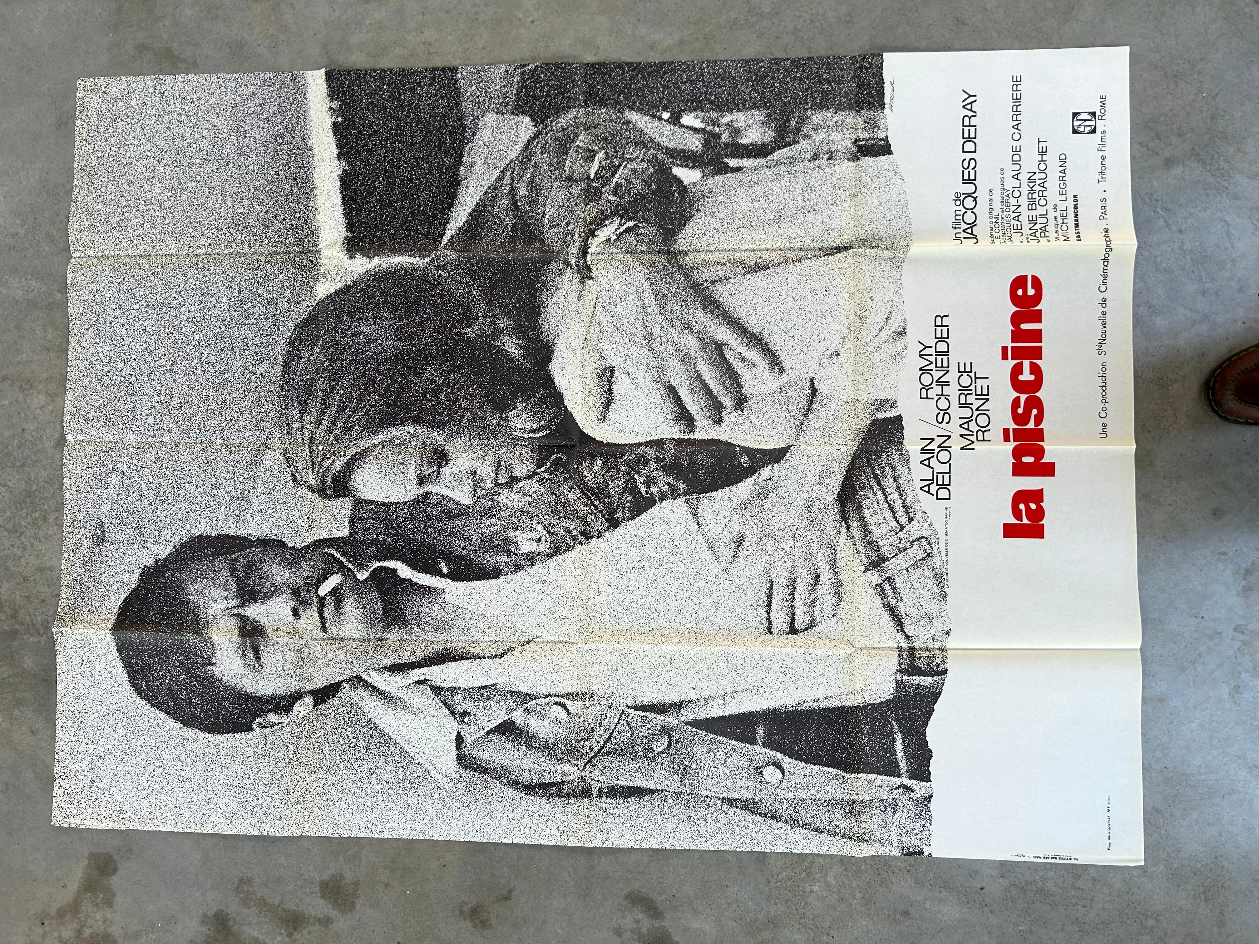 Mid-Century Modern Original poster « La Piscine » Alain Delon Romy Schneider For Sale