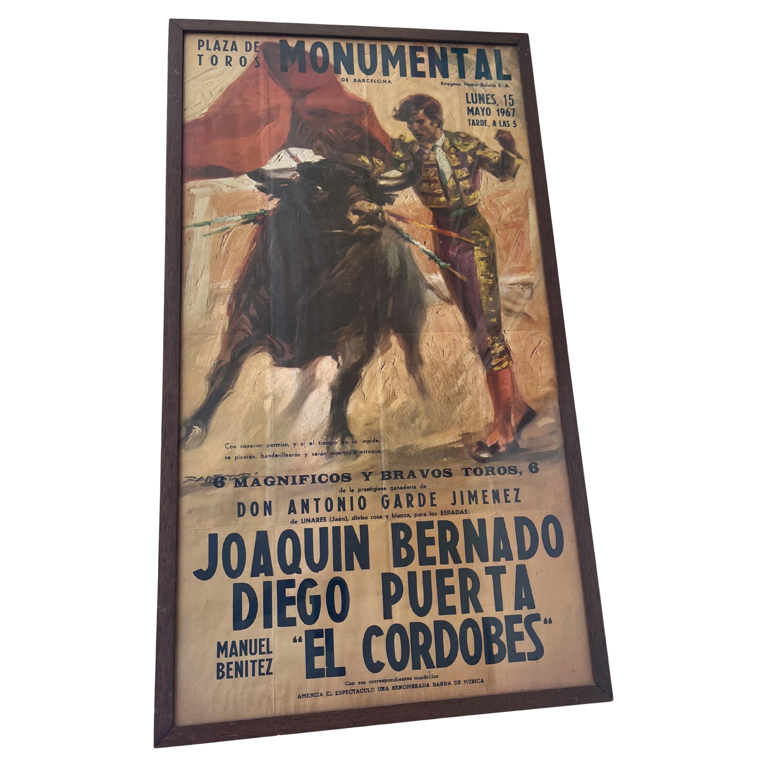 Original Poster of Corrida from 1967 Plaza de toros Monumental de Barcelona For Sale