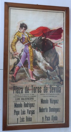 Original Poster of Corrida from 1982 Plaza de Toros de Sevilla