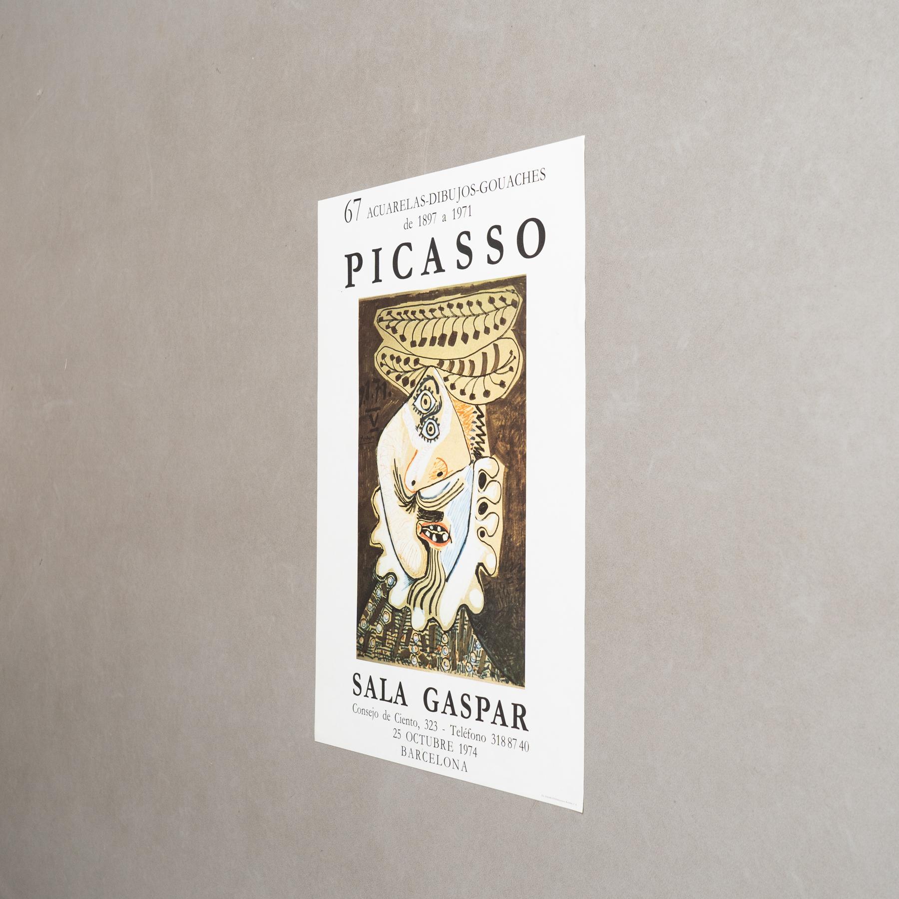 Mid-Century moderno Poster originale Pablo Picasso, 67 Acuarelas, Dibujos, Gouaches, Sala Gaspar in vendita