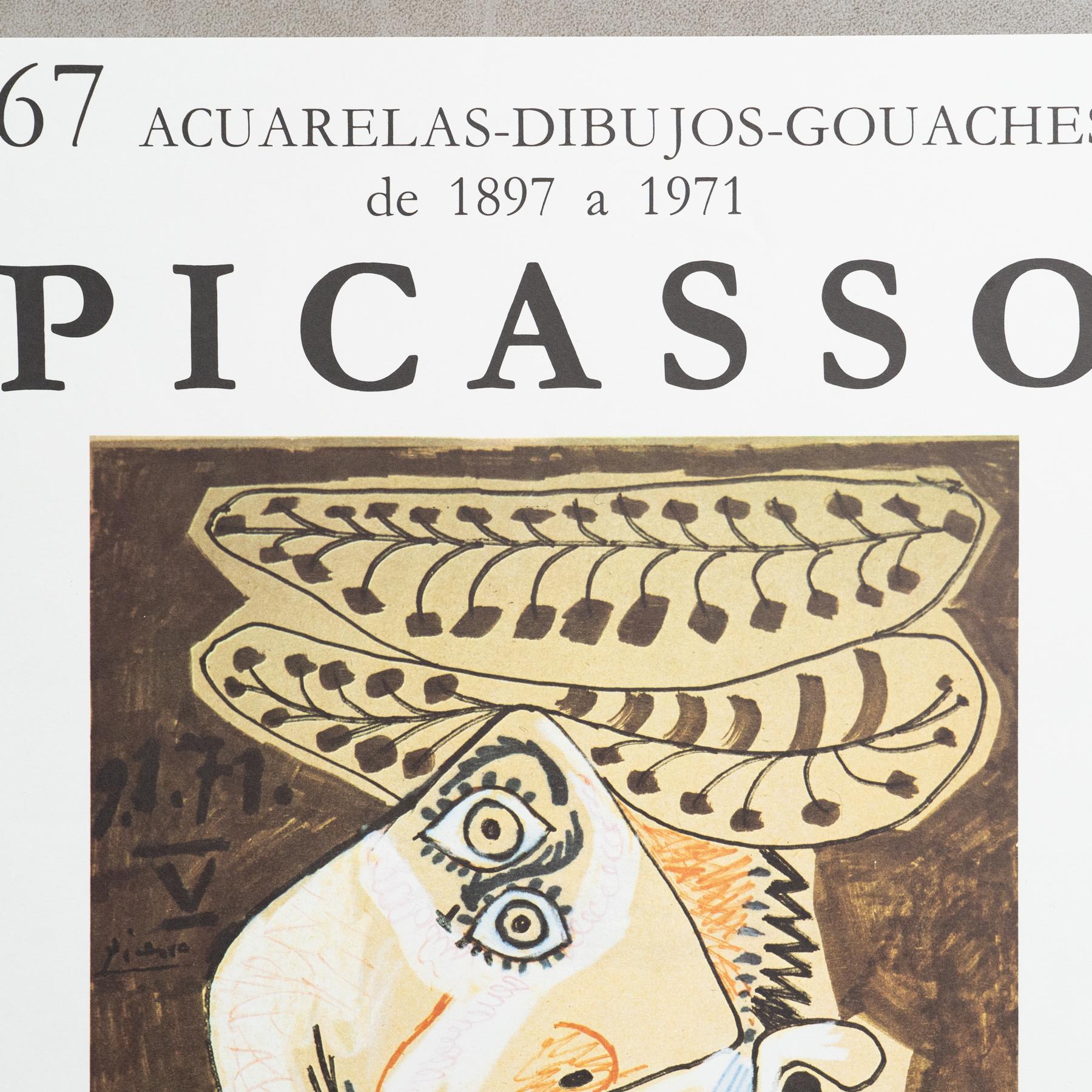 Spagnolo Poster originale Pablo Picasso, 67 Acuarelas, Dibujos, Gouaches, Sala Gaspar in vendita