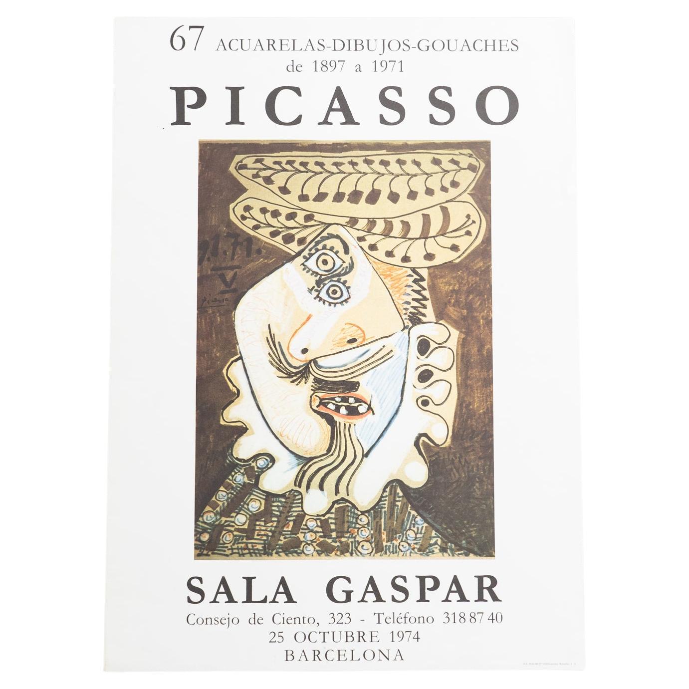 Poster originale Pablo Picasso, 67 Acuarelas, Dibujos, Gouaches, Sala Gaspar