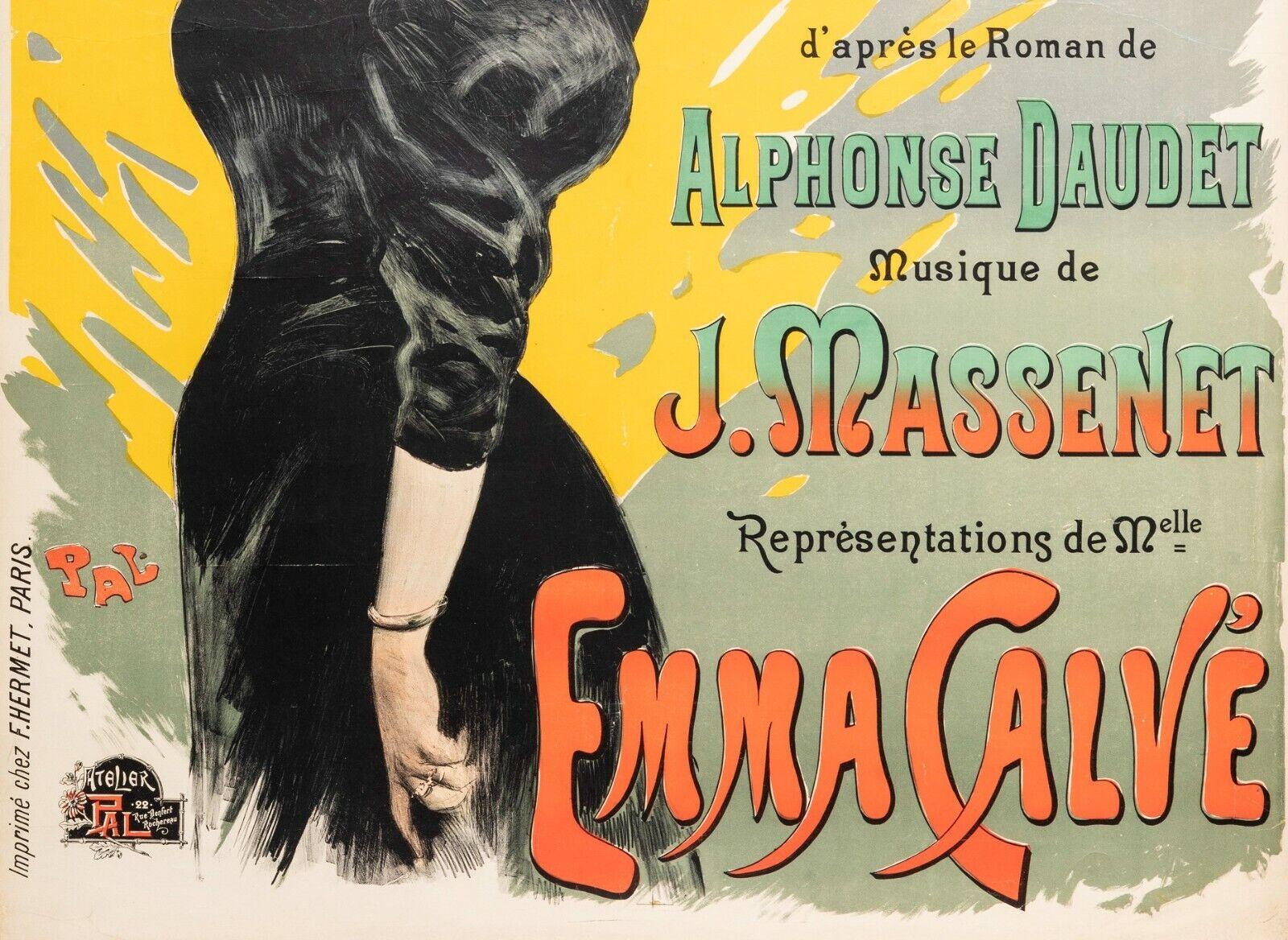 Pal, Originalplakat, Sapho, Opernhaus, Soprano, Emma Calve, Theater, 1897 (Belle Époque) im Angebot