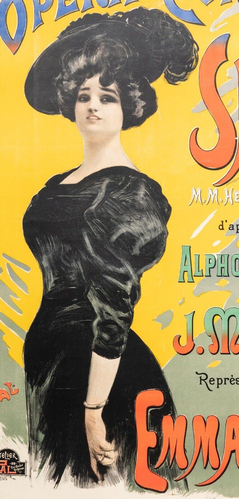 Pal, Original Poster, Sapho, Opera House, Soprano, Emma Calve, Theatre, 1897 In Good Condition For Sale In SAINT-OUEN-SUR-SEINE, FR