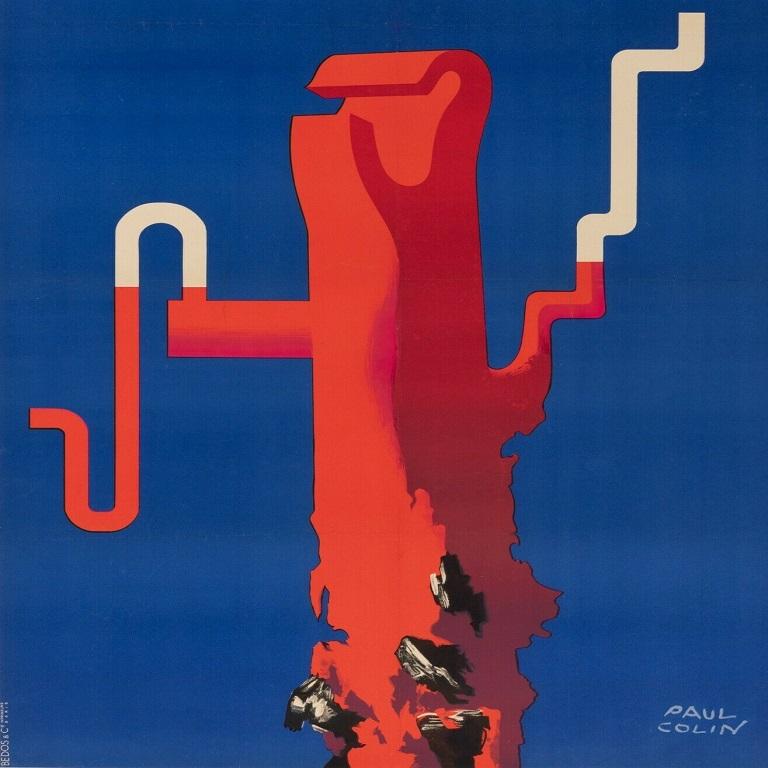 Mid-Century moderno Poster originale-Paul Colin-Salon de la chimie et plastiques-Paris, 1954 in vendita