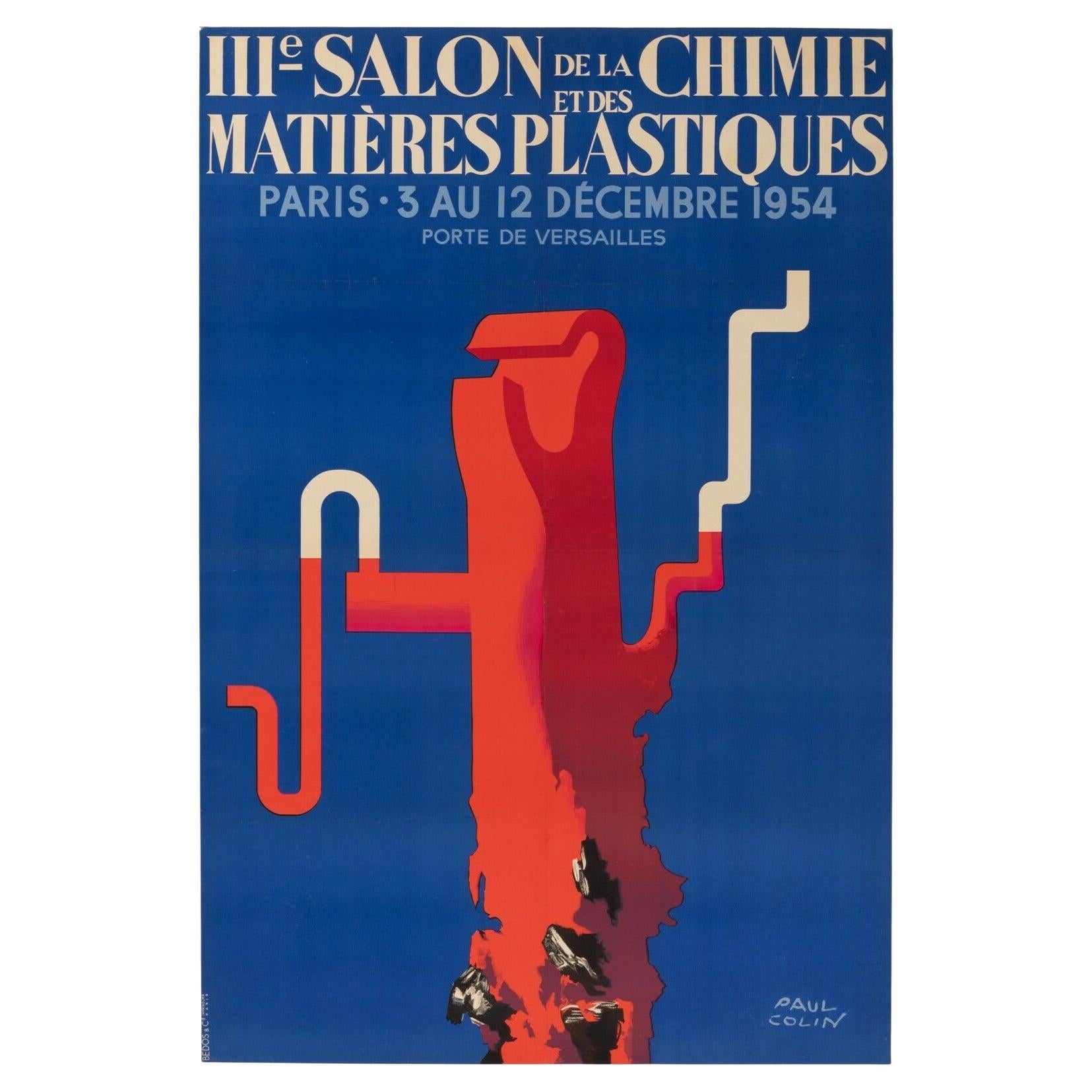 Affiche originale -Paul Colin-Salon de la chimie et plastiques - Paris, 1954