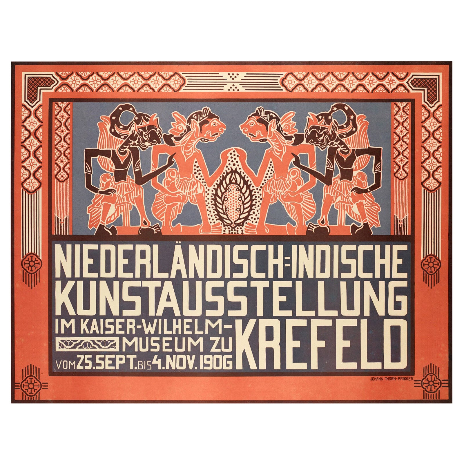 Originalplakat, „Thorn Prikker“, niederländische Indonesische Kunstausstellung, Deutschland, 1906