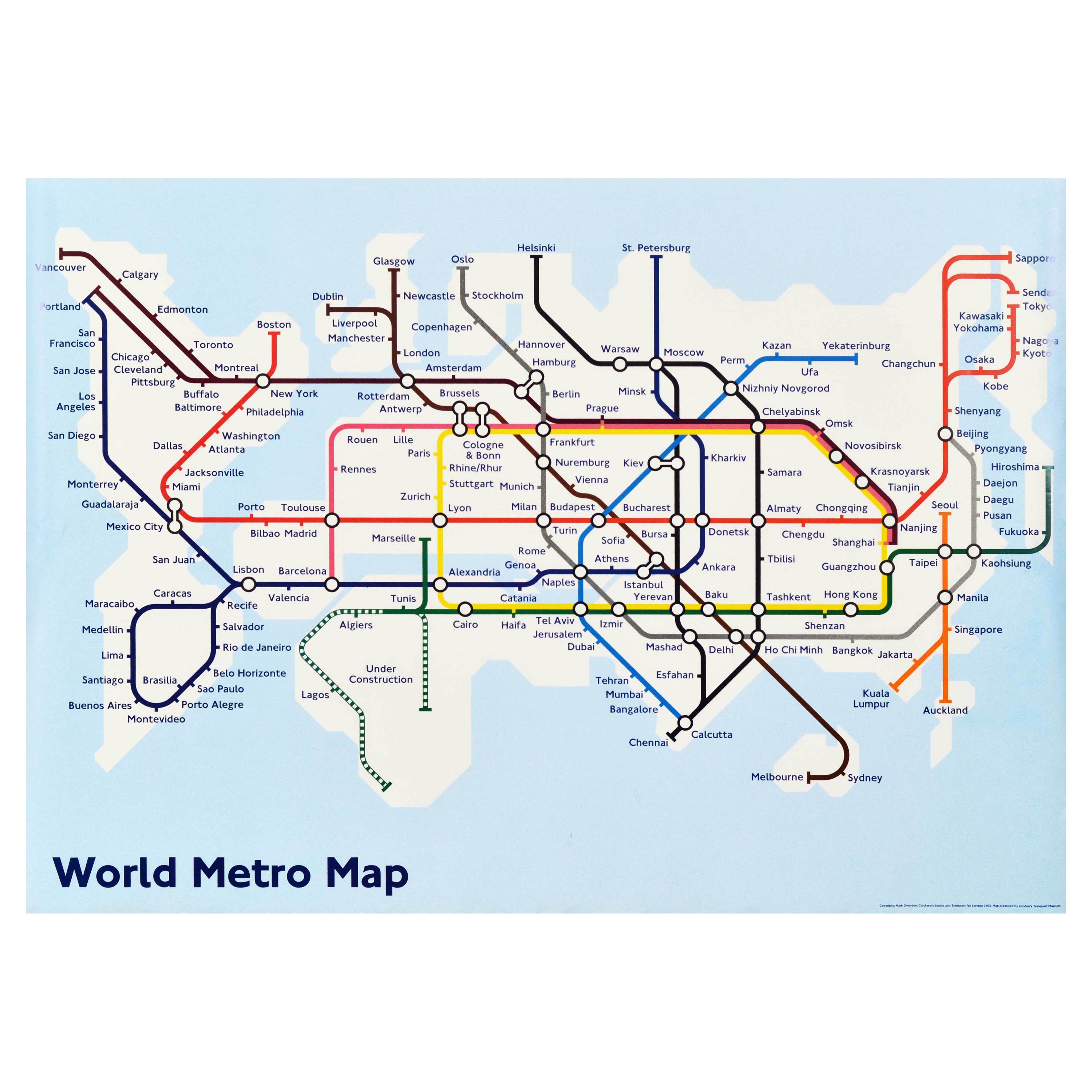 Original Poster World Metro Map London Underground Tube Mark Ovenden Design Art