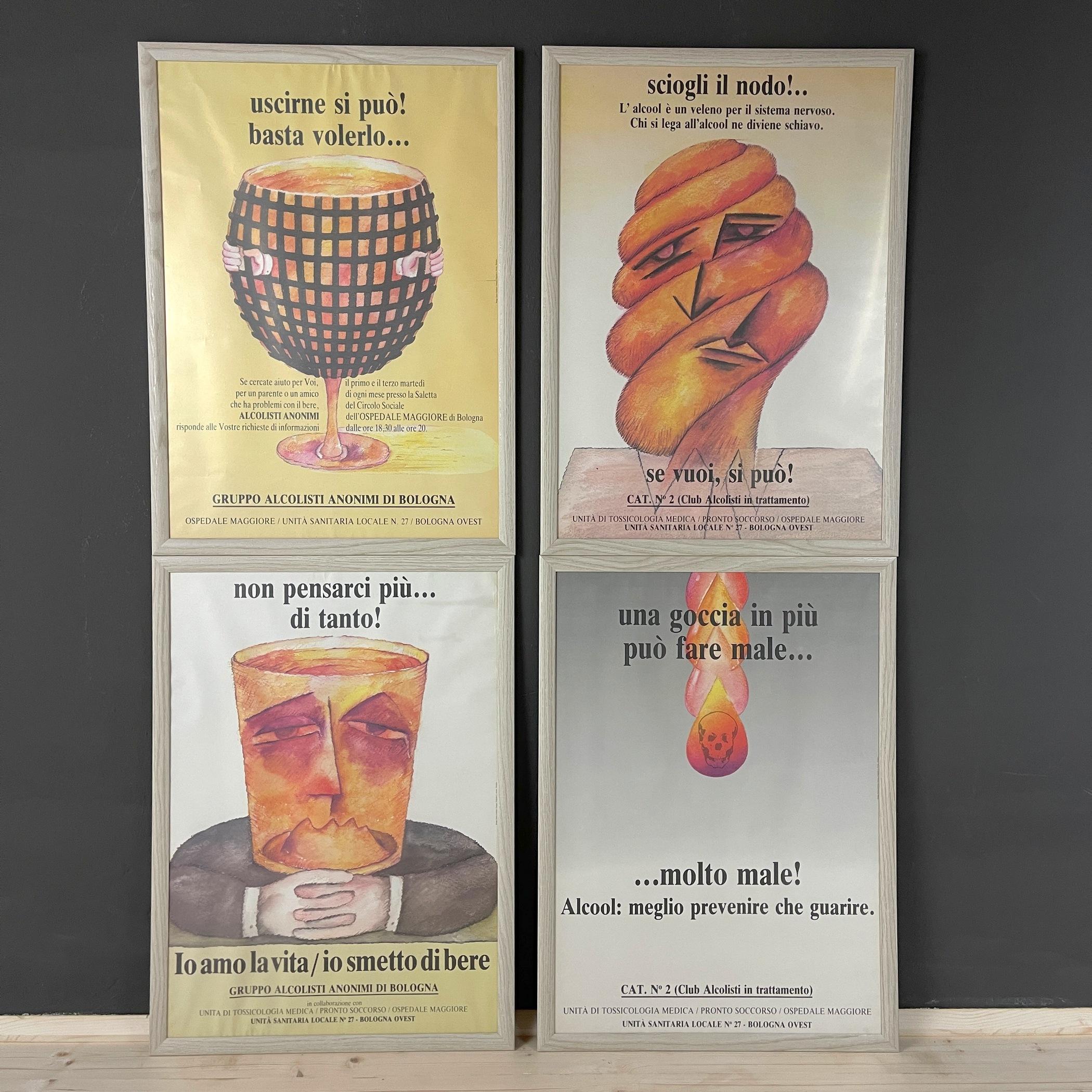20th Century Original Posters from Alcoholics Anonymous Design by Ennio Tamburi Bologna Italy For Sale