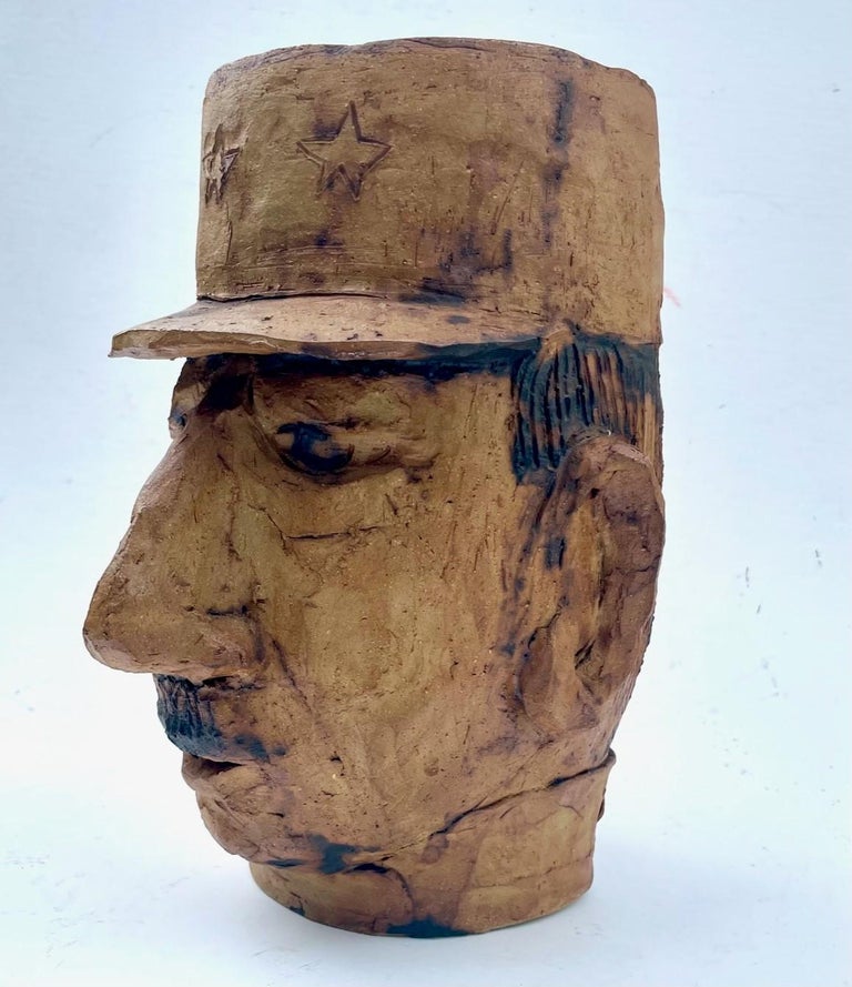 Original Pottery Sculpture Head Planter, General Charles De Gaulle For