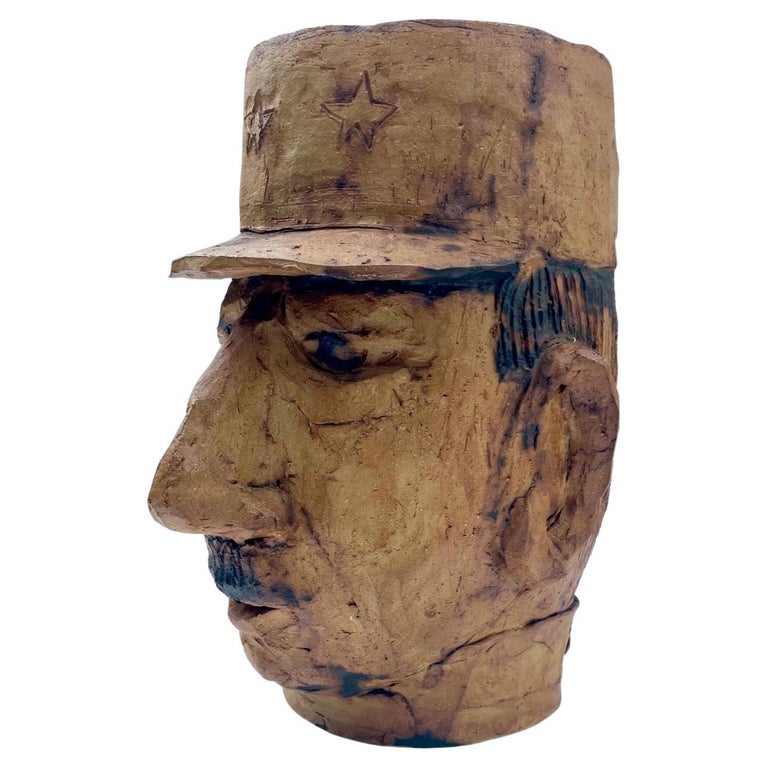 Original Pottery Sculpture Head Planter, General Charles De Gaulle For Sale  at 1stDibs