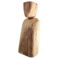 Original Primitive Carved Wooden Bust Pedestal