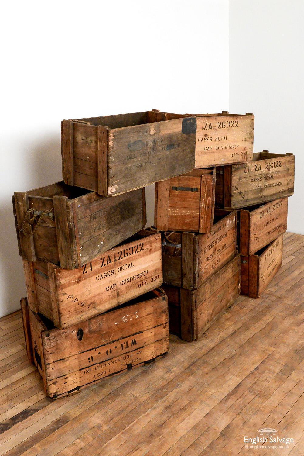 European Original Printed Storage Crates, 20th Century For Sale