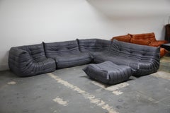 Original Production Togo Set by Michel Ducaroy for Ligne Roset in Grey Leather
