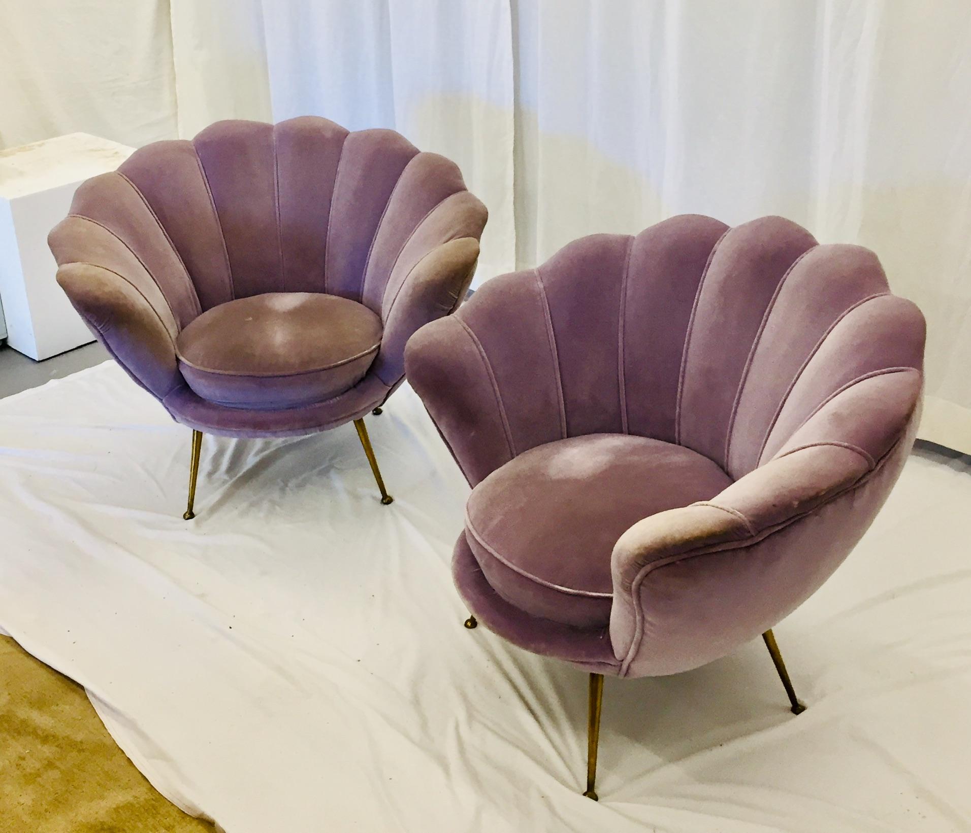 Original Light Purple Velvet  Italian Midcentury Armchairs Marco Zanuso St  ETRA For Sale 6